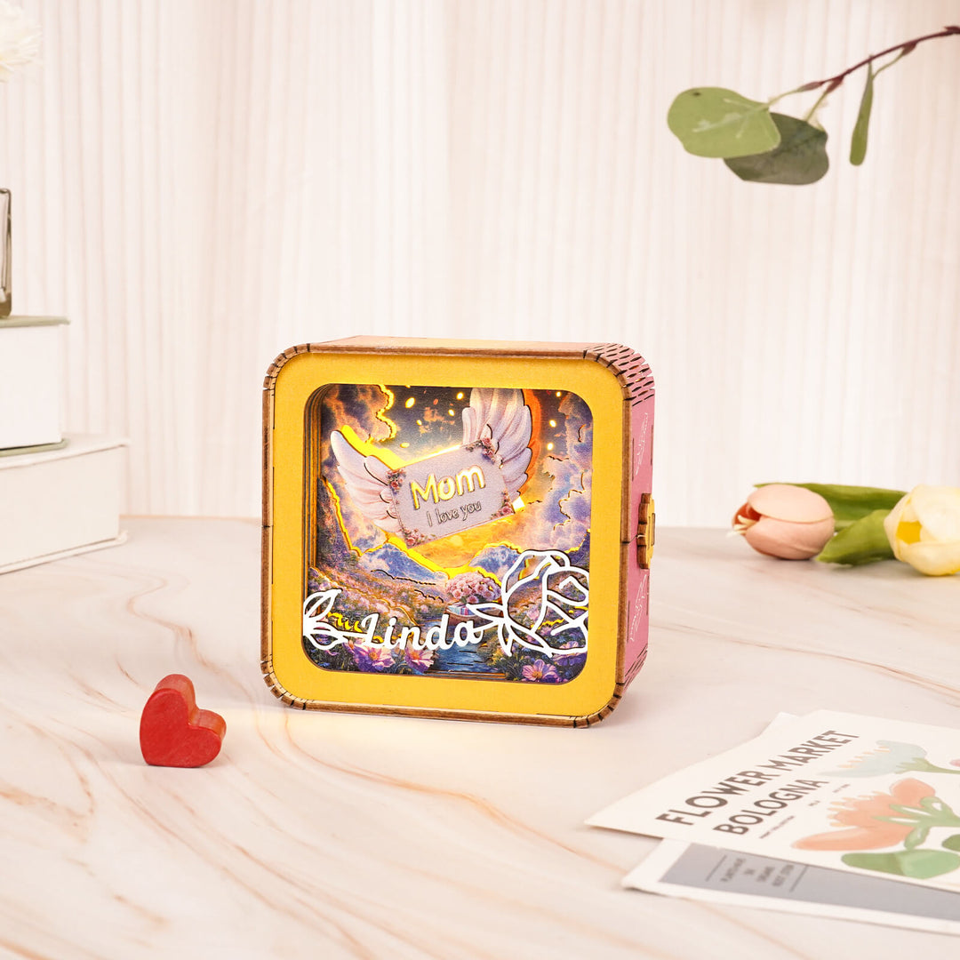 Personalized 3D wooden puzzle night light kit designed for Mother's Day, showcasing decorative and handmade features.
