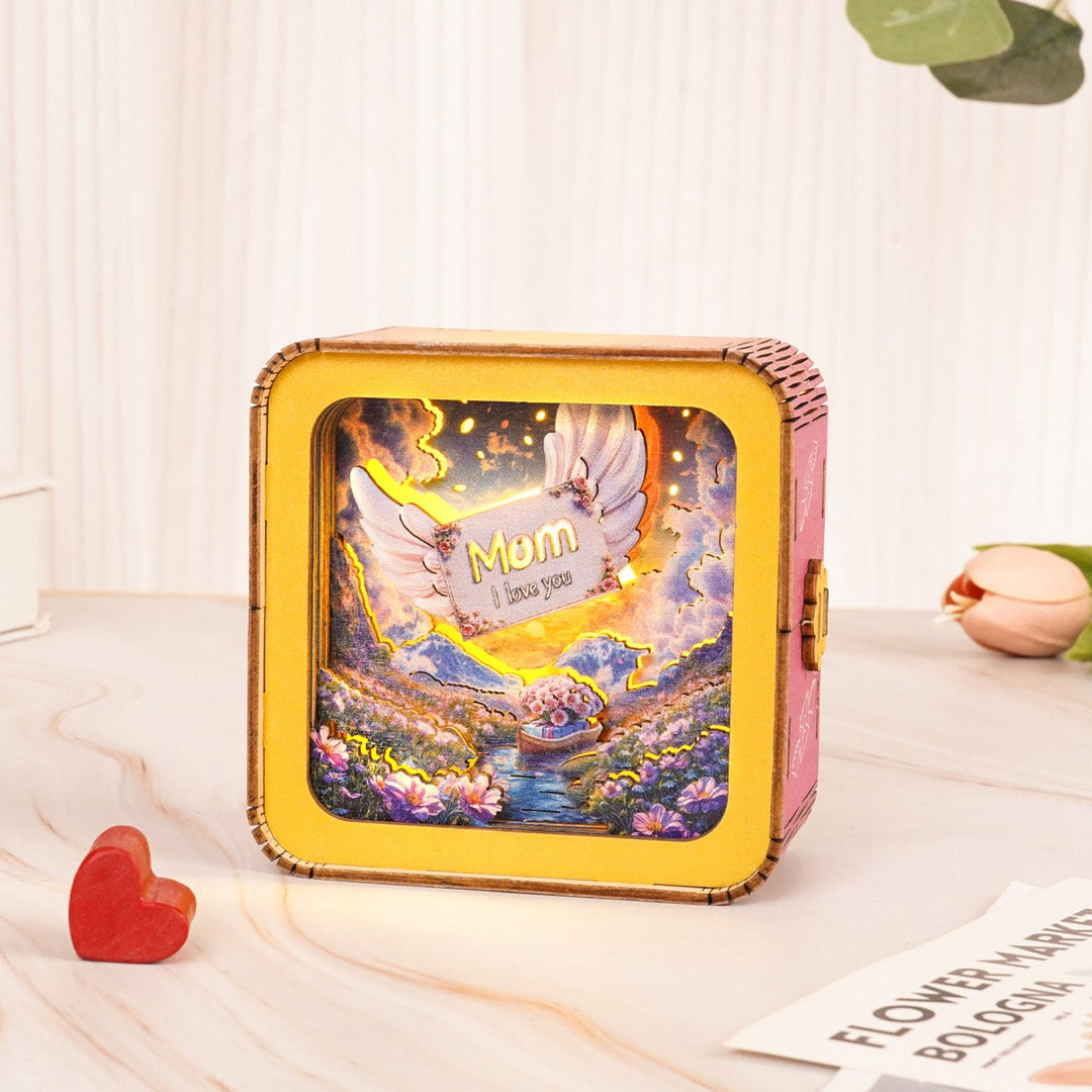 3D wooden puzzle night light kit with 'Mom I love you' design, perfect for Mother's Day gifts.
