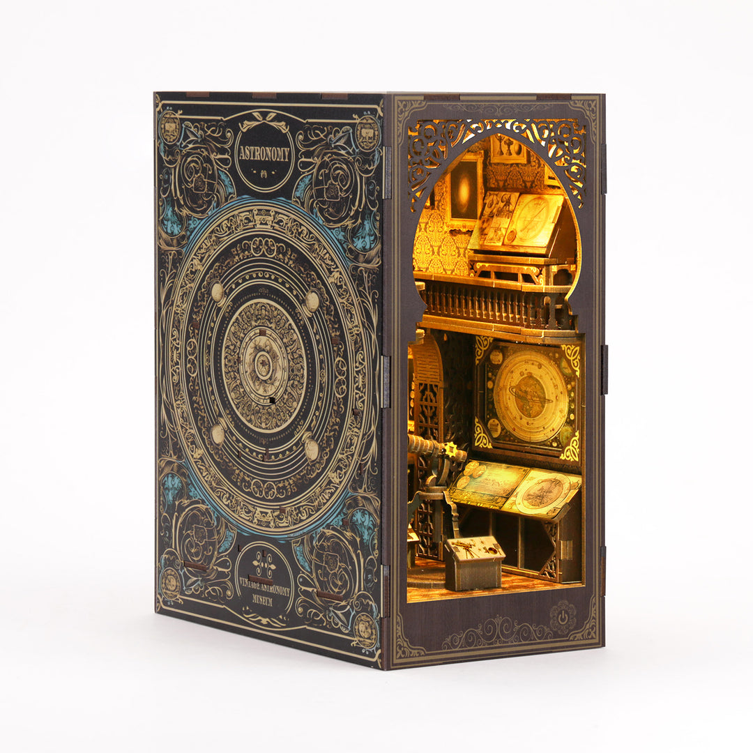 DIY Astronomy Museum book nook kit featuring intricate design and ambient lighting showcasing musical elements.
