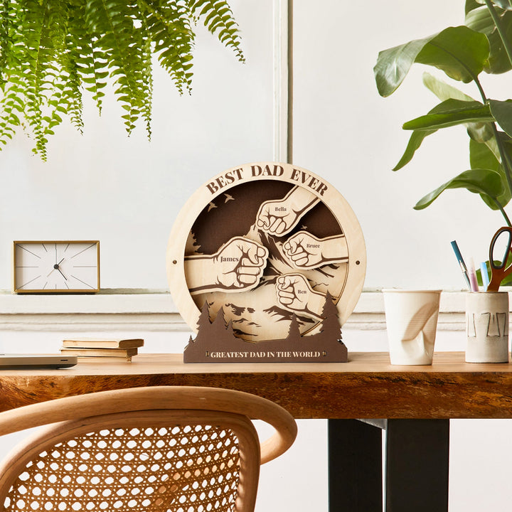 Personalized wooden plaque featuring fists and the text 'Best Dad Ever' for heartfelt gifts.