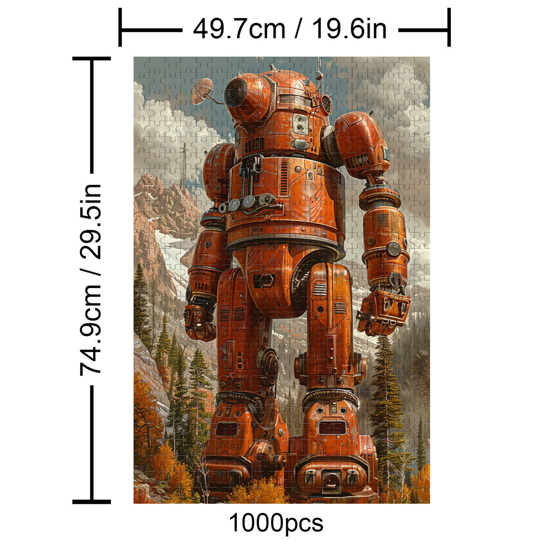 1000-piece Electronic Bear puzzle featuring a giant robot in a scenic forest setting, enhancing focus and problem-solving skills.
