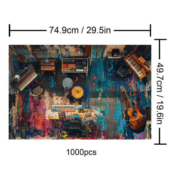 Colorful Musical Instrument Room 1000 Piece Puzzle designed for mind games and focused exploration.