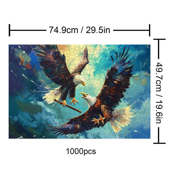 Freedom Eagle 1000 Piece Puzzle showcasing majestic eagles in flight, perfect for puzzle lovers and mind game enthusiasts.