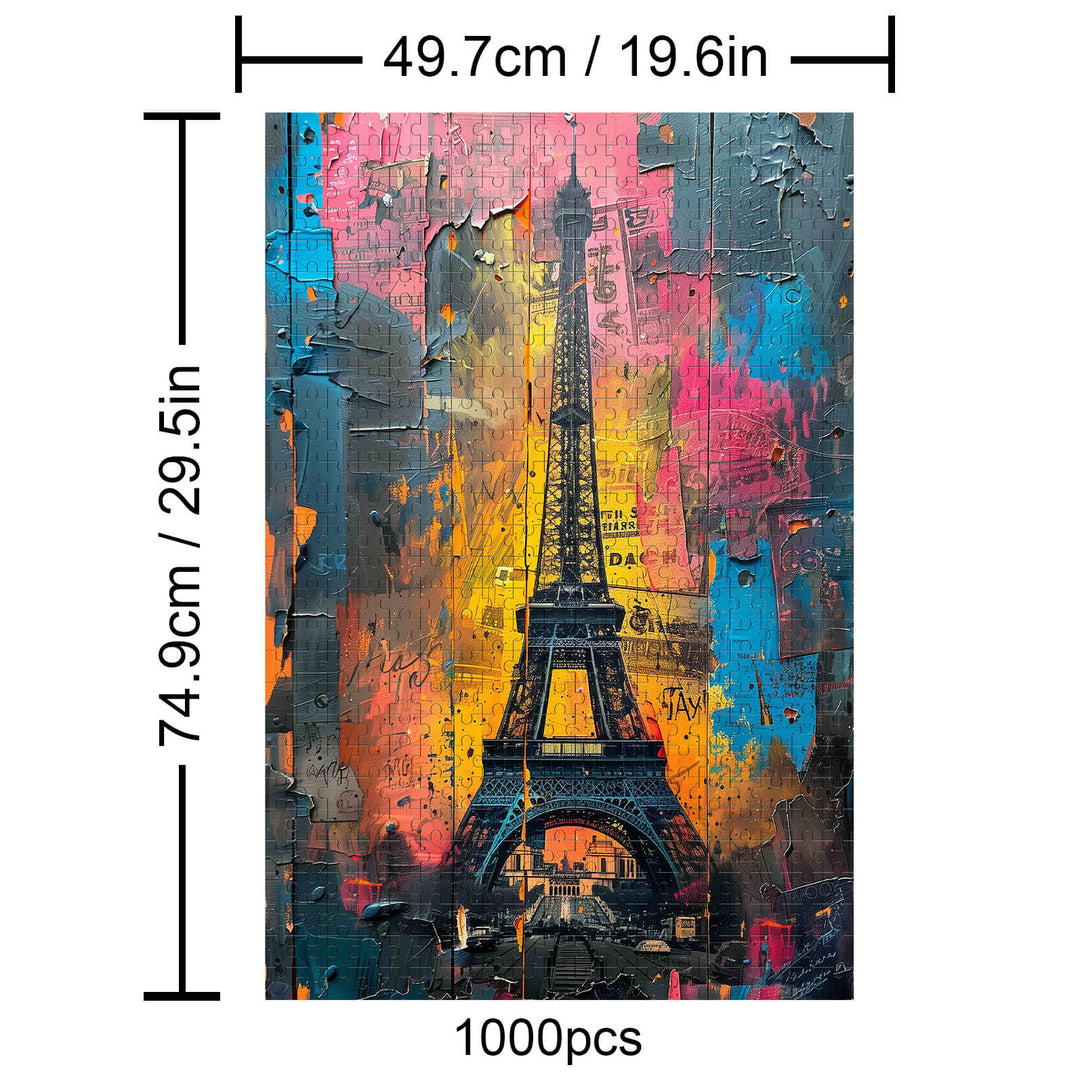 Eiffel Tower 1000 piece puzzle with vibrant colors, promoting focus and creativity through jigsaw exploration.