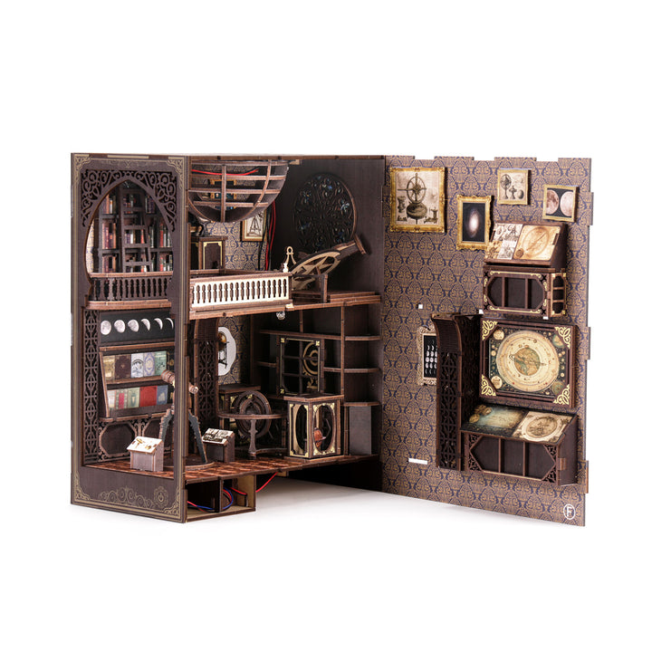 3D wooden puzzle book nook kit featuring classical European design, music-themed decor, and intricate details.