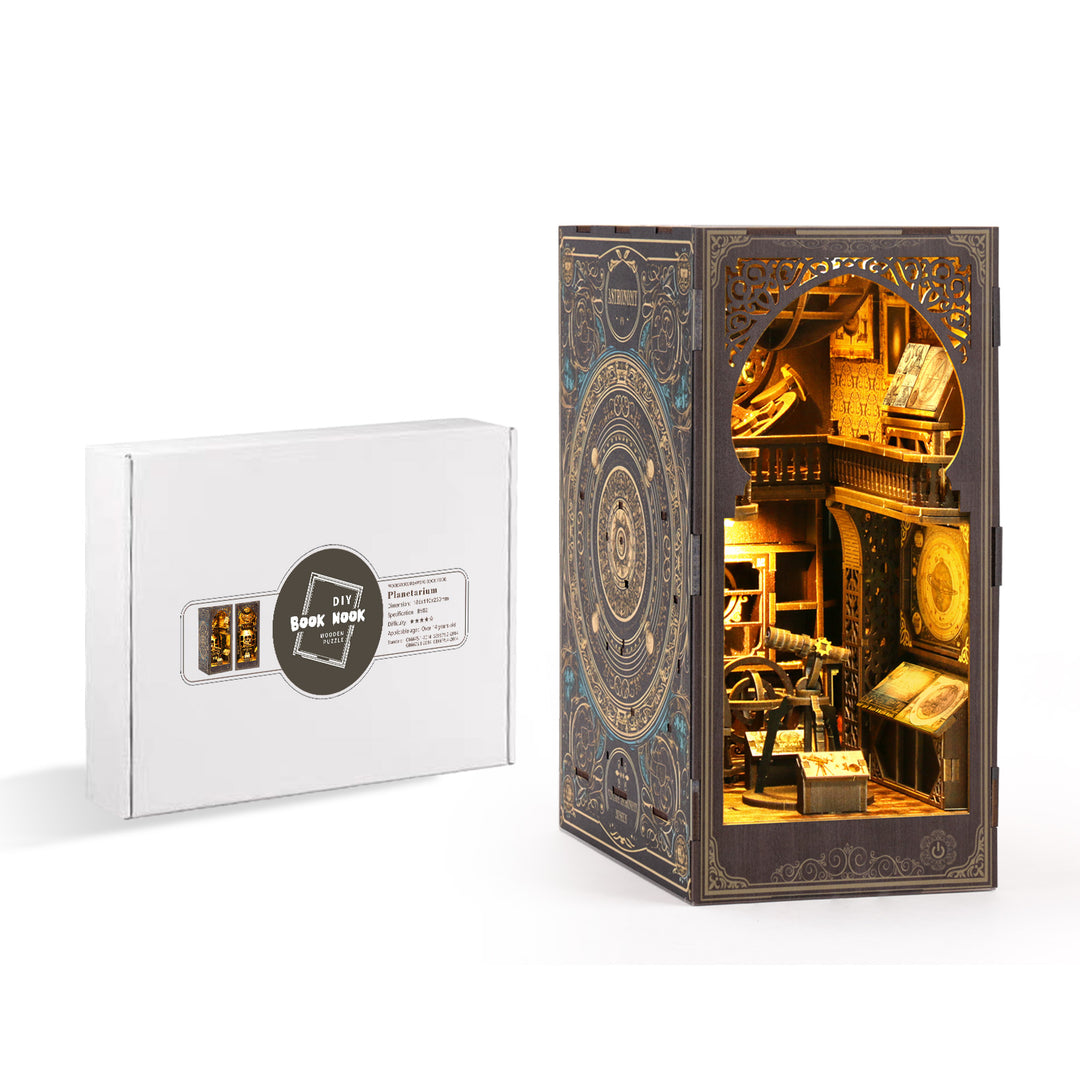DIY Astronomy Museum Book Nook Kit with 3D wooden puzzle design, featuring intricate musical themed decor.