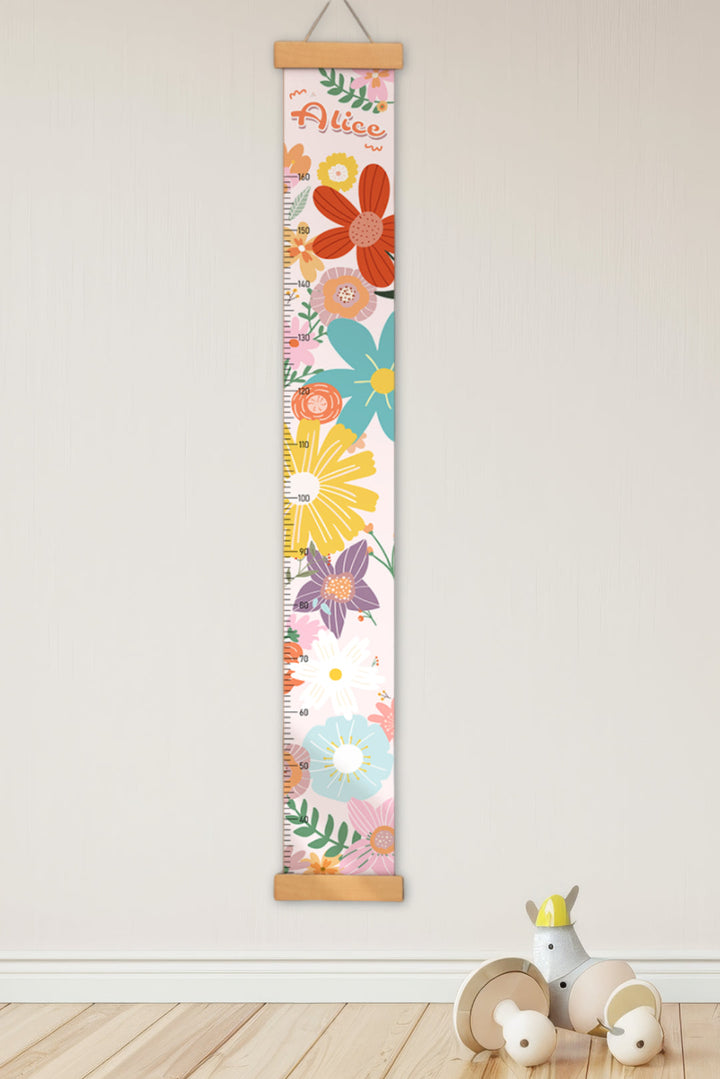 Règle de hauteur personnalisée en toile suspendue avec fleurs