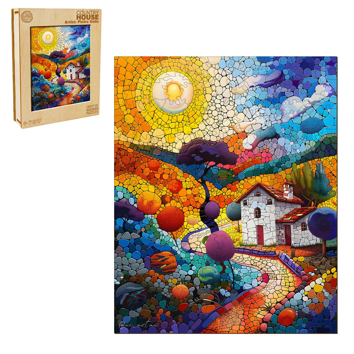 Colorful artwork 'Country House' by Pietro Gallo, showcasing a picturesque landscape with vibrant details.