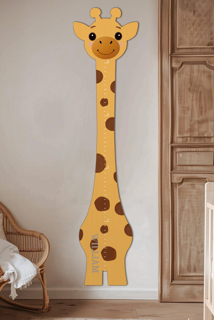 Règle de croissance girafe en bois personnalisée