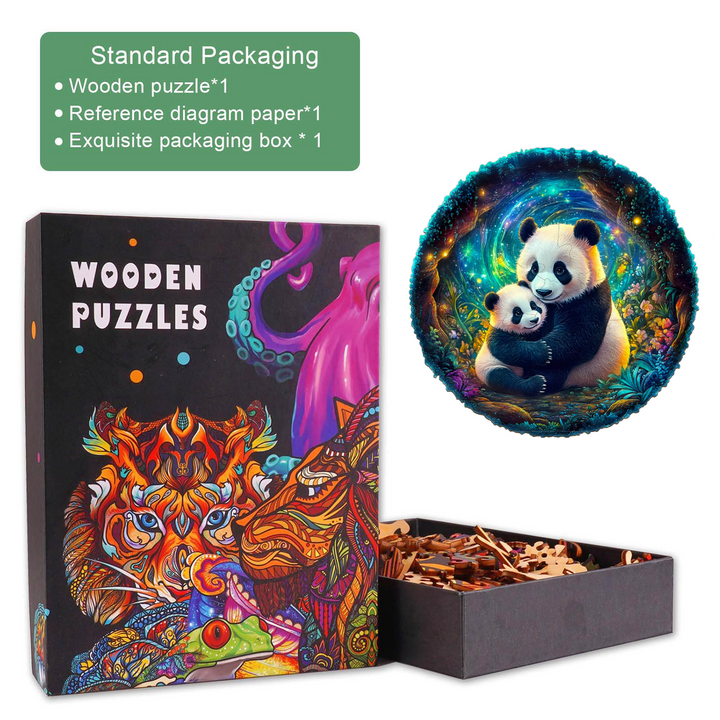 3D panda family Wooden Jigsaw Puzzle