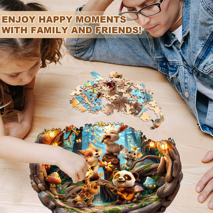 Animal party-1 Wooden Jigsaw Puzzle