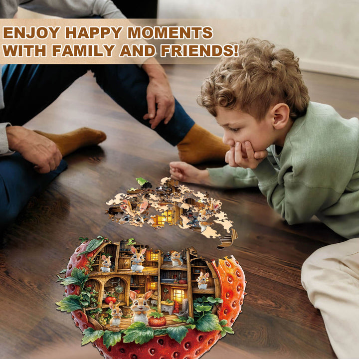 Erdbeerhasenhaus Holz-Puzzlespiel