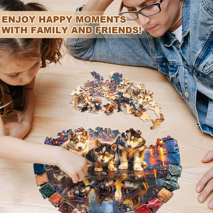 Gray wolf —My wish Wooden Jigsaw Puzzle