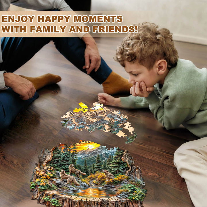 Tree stump Wolf Wooden Jigsaw Puzzle