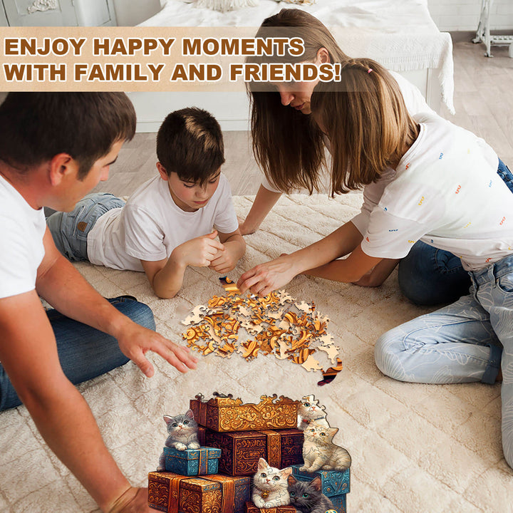 Gifts and cats Wooden Jigsaw Puzzle