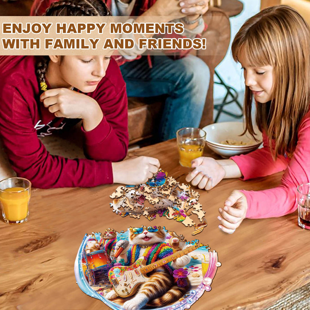 BEACHBAND CATS Wooden Jigsaw Puzzle