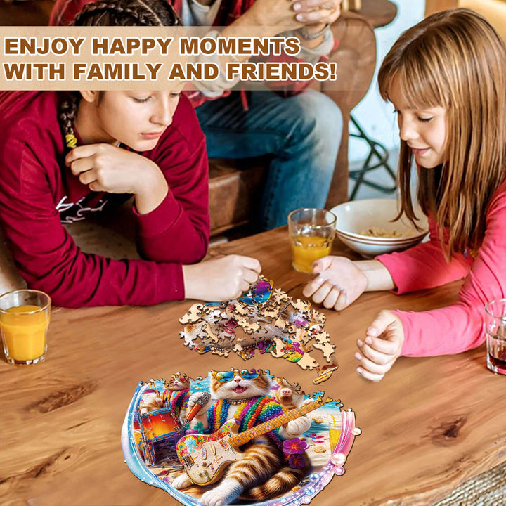 BEACHBAND CATS Wooden Jigsaw Puzzle