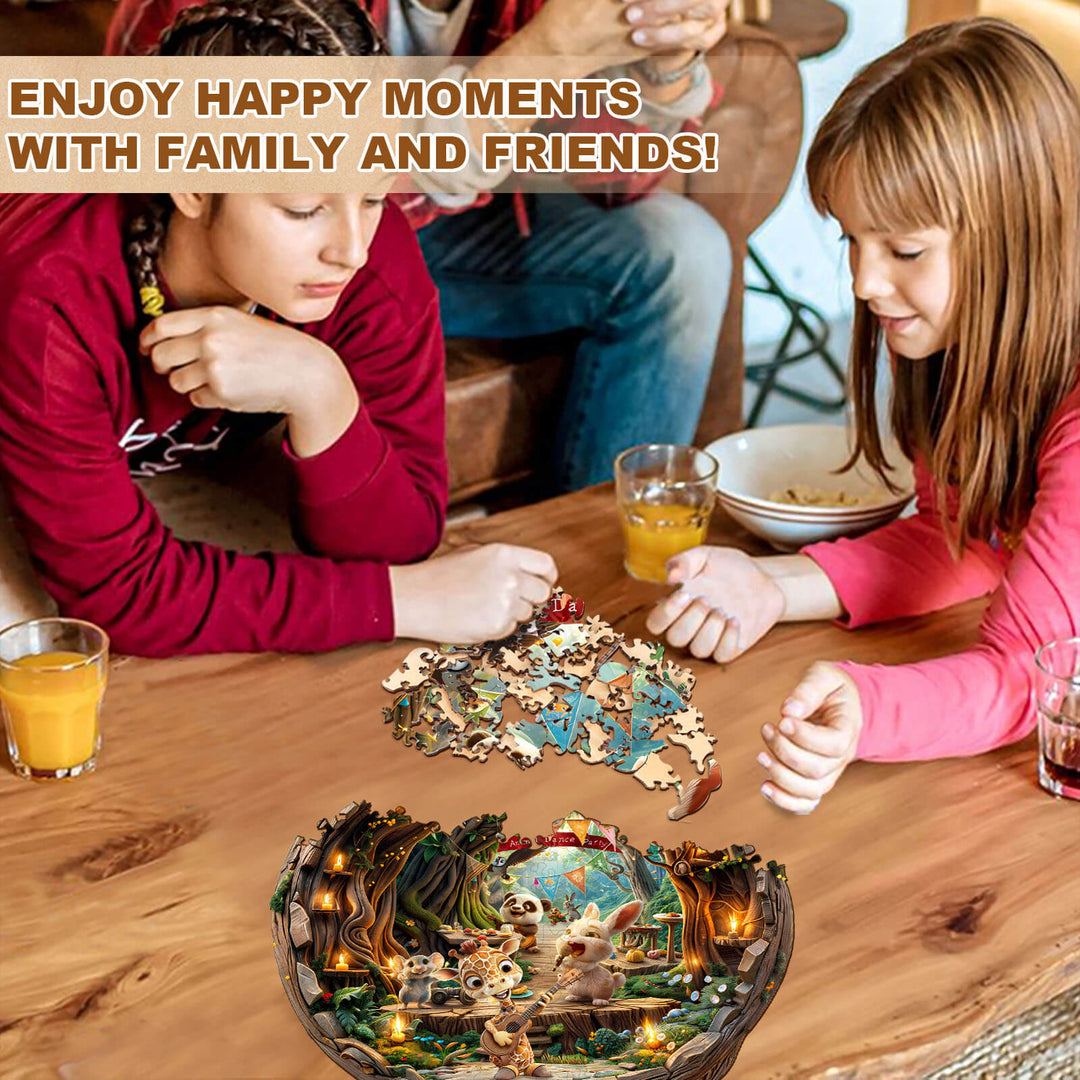 Animal party-2 Wooden Jigsaw Puzzle