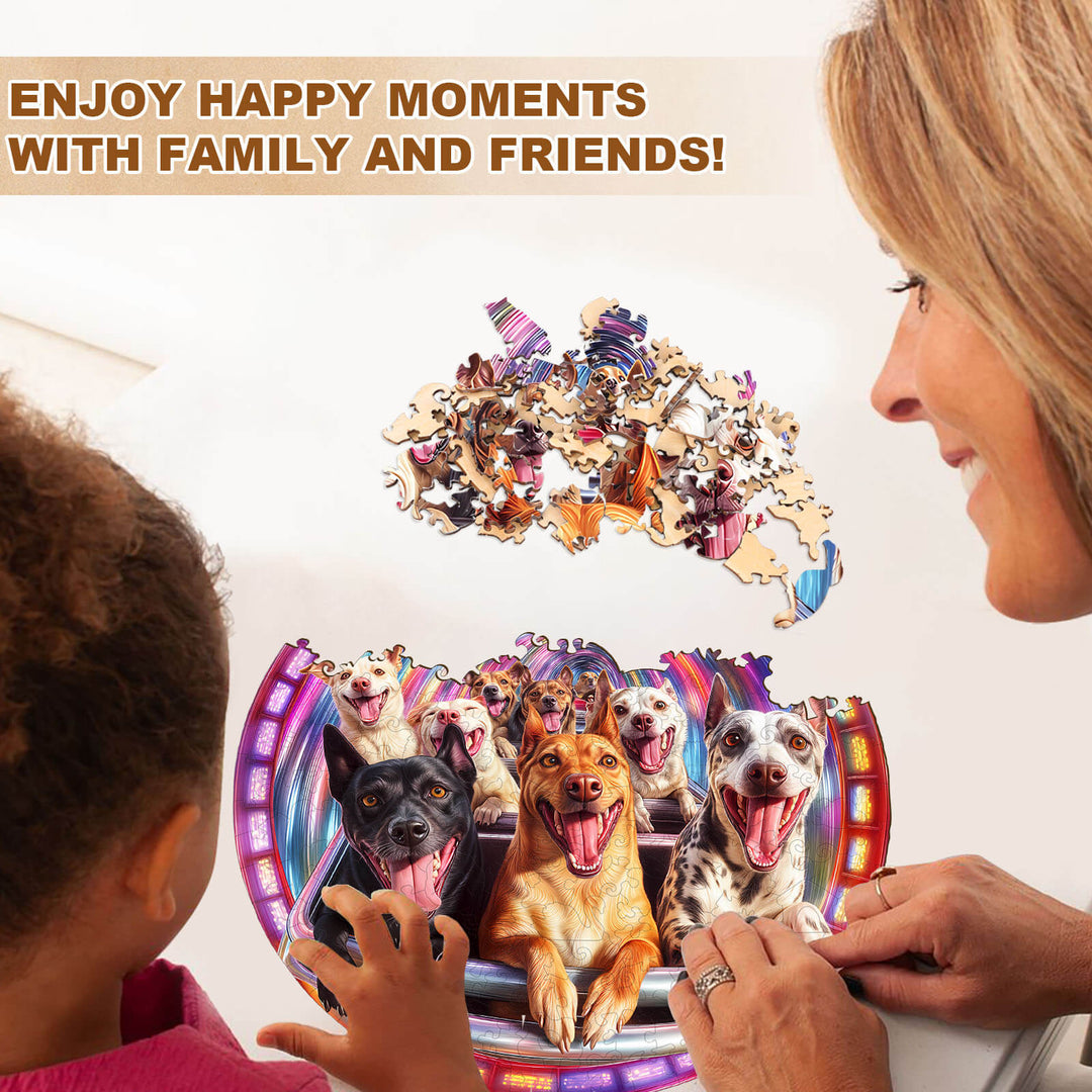 Dog Roller Coaster Wooden Jigsaw Puzzle