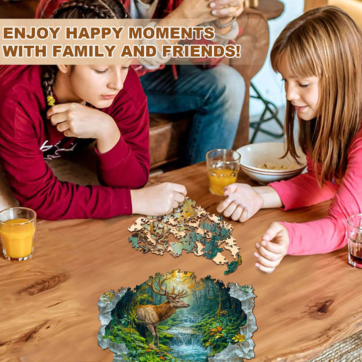 Hirsch und Wald Holz-Puzzle