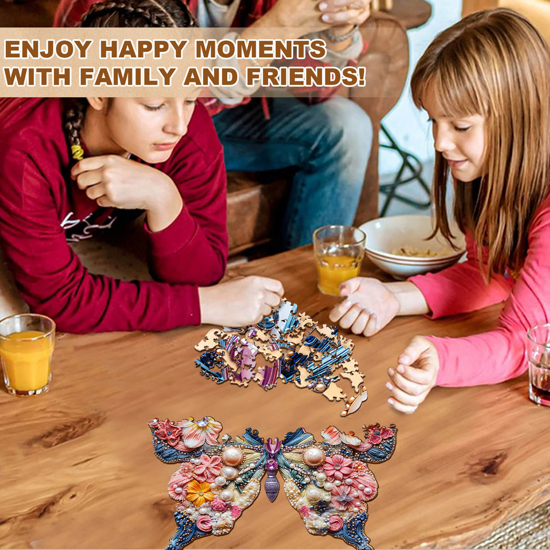 Rompecabezas de madera en forma de mariposa para joyería