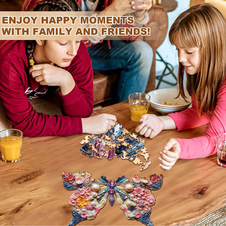 Rompecabezas de madera en forma de mariposa para joyería