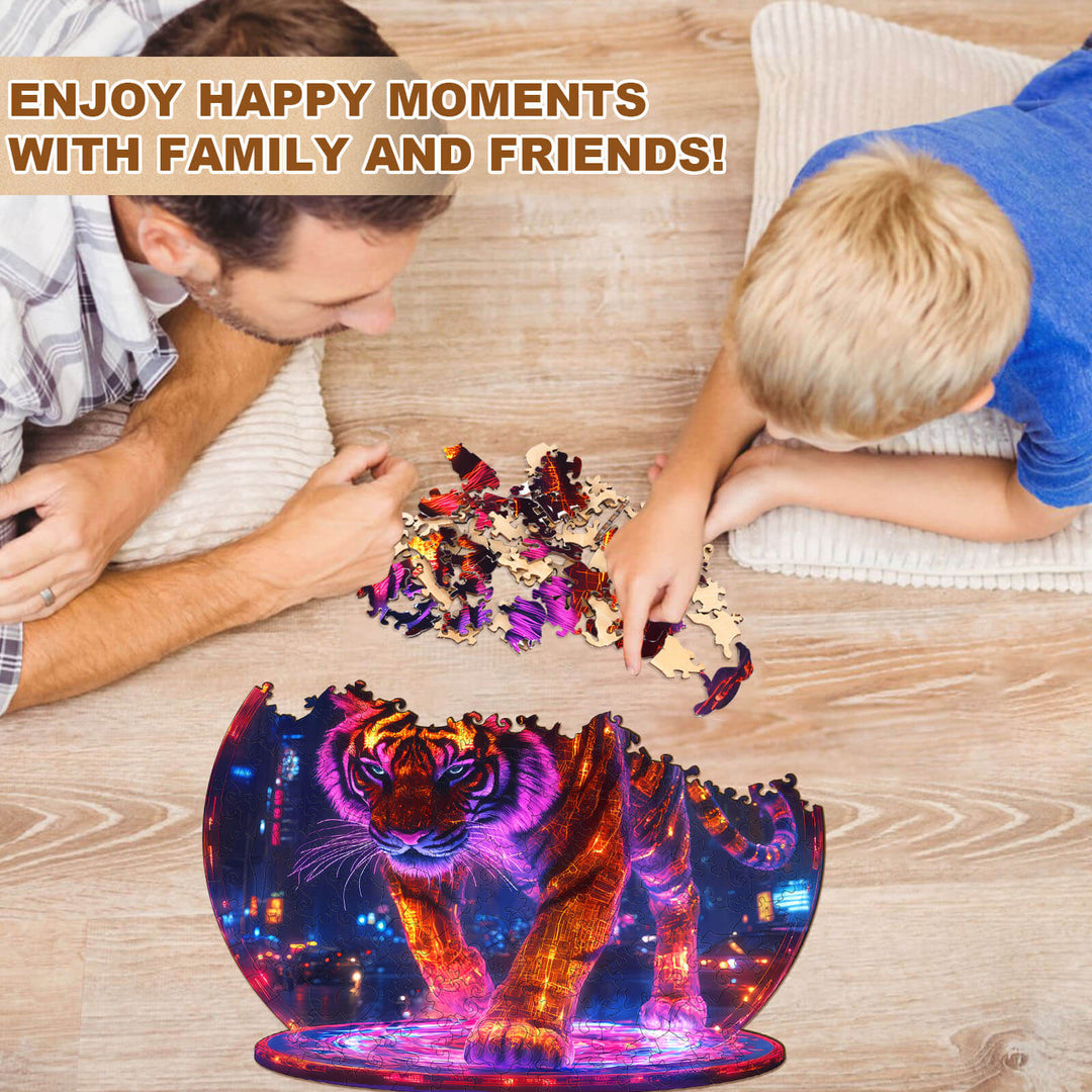 Cyberpunk tiger Wooden Jigsaw Puzzle