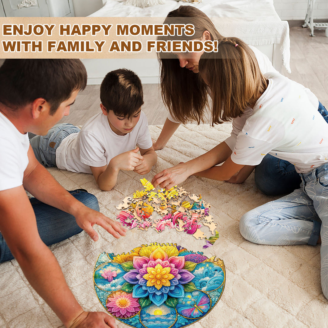 Colorful Mandala Wooden Jigsaw Puzzle