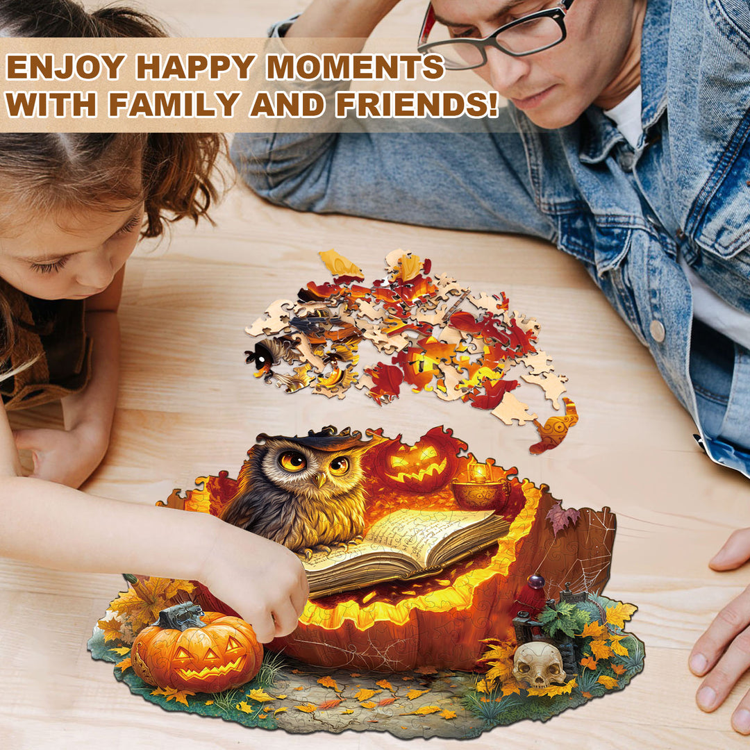 Halloween Pumpkin Owl Wooden Jigsaw Puzzle
