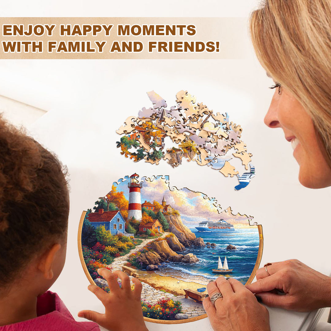 Lighthouse Cottage Wooden Jigsaw Puzzle