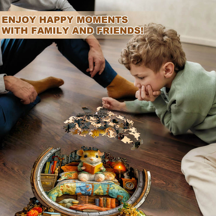 Alarm clock mouse Wooden Jigsaw Puzzle