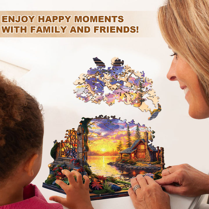 Sunset Cottage Wooden Jigsaw Puzzle