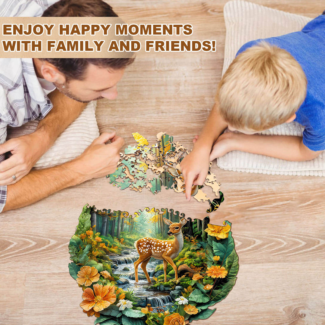 Leaf Forest deer Wooden Jigsaw Puzzle