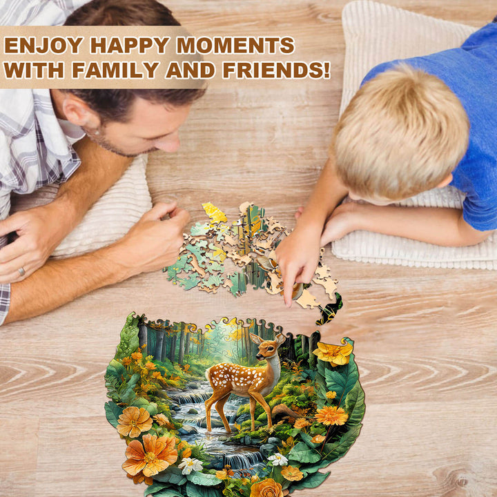 Leaf Forest deer Wooden Jigsaw Puzzle