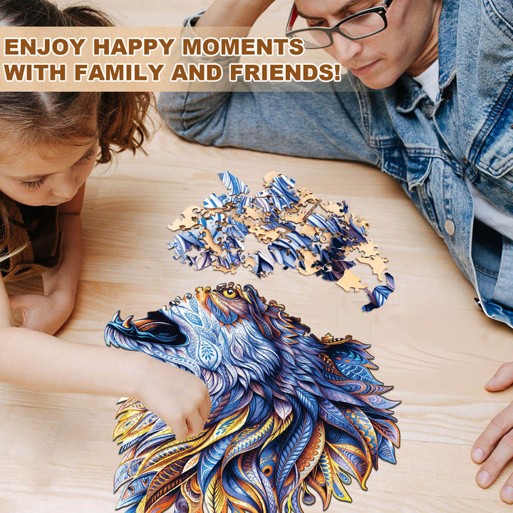 Zen blues Wolf Wooden Jigsaw Puzzle