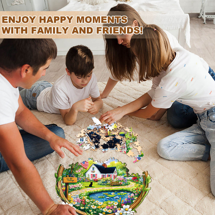 In the Village Wooden Jigsaw Puzzle