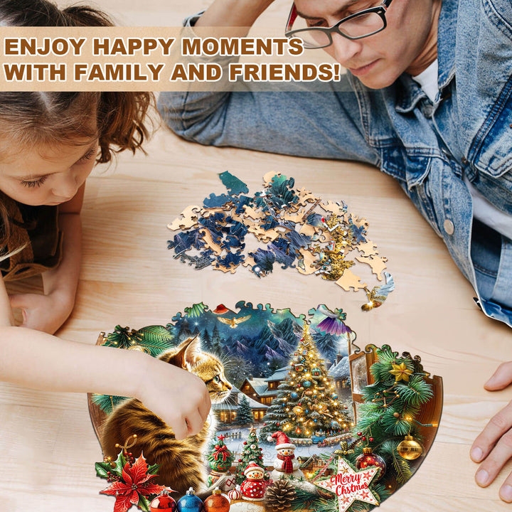 Christmas Is a Cat Wooden Jigsaw Puzzle