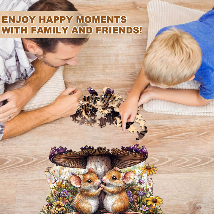 Mäuse und Pilze Holz-Puzzle