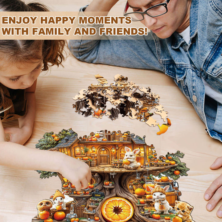 Orange party House Wooden Jigsaw Puzzle