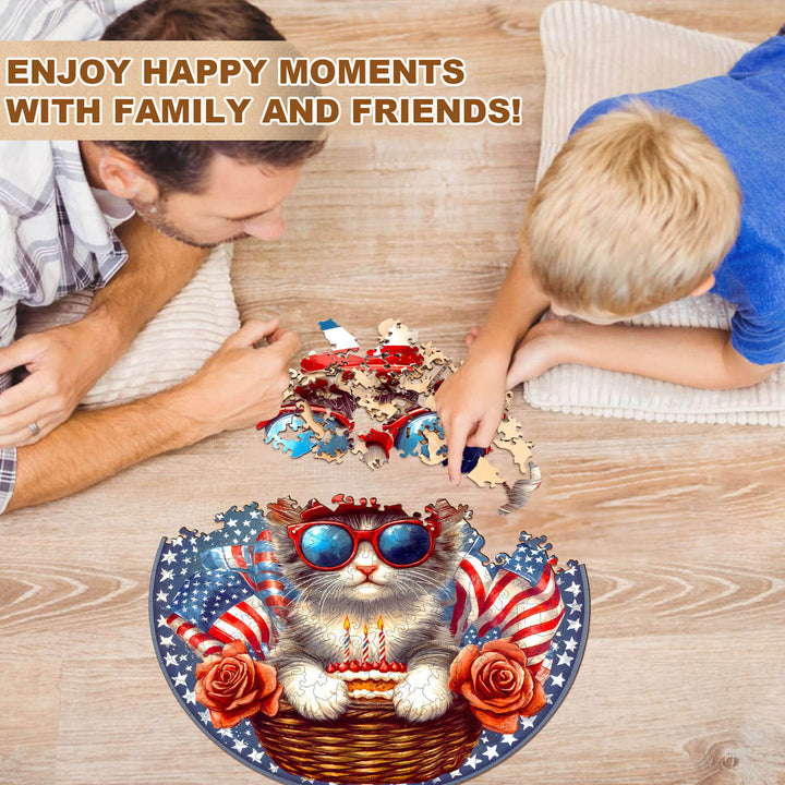 Sterne und Katzen Holz-Puzzle