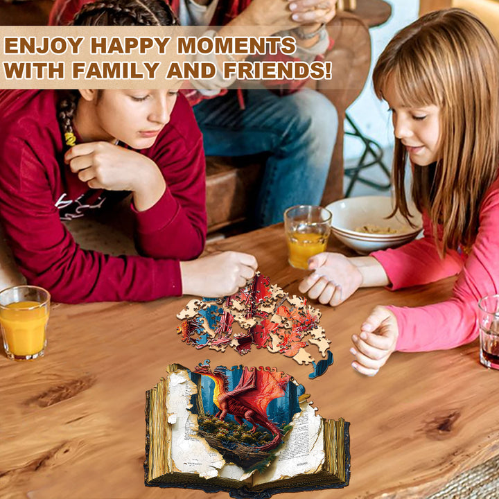 Dragon on the page Wooden Jigsaw Puzzle