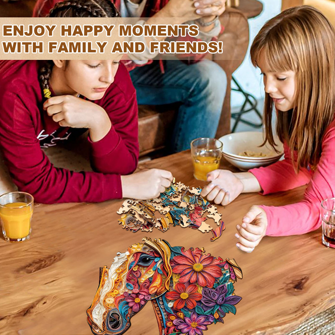 Floral Horse Wooden Jigsaw Puzzle