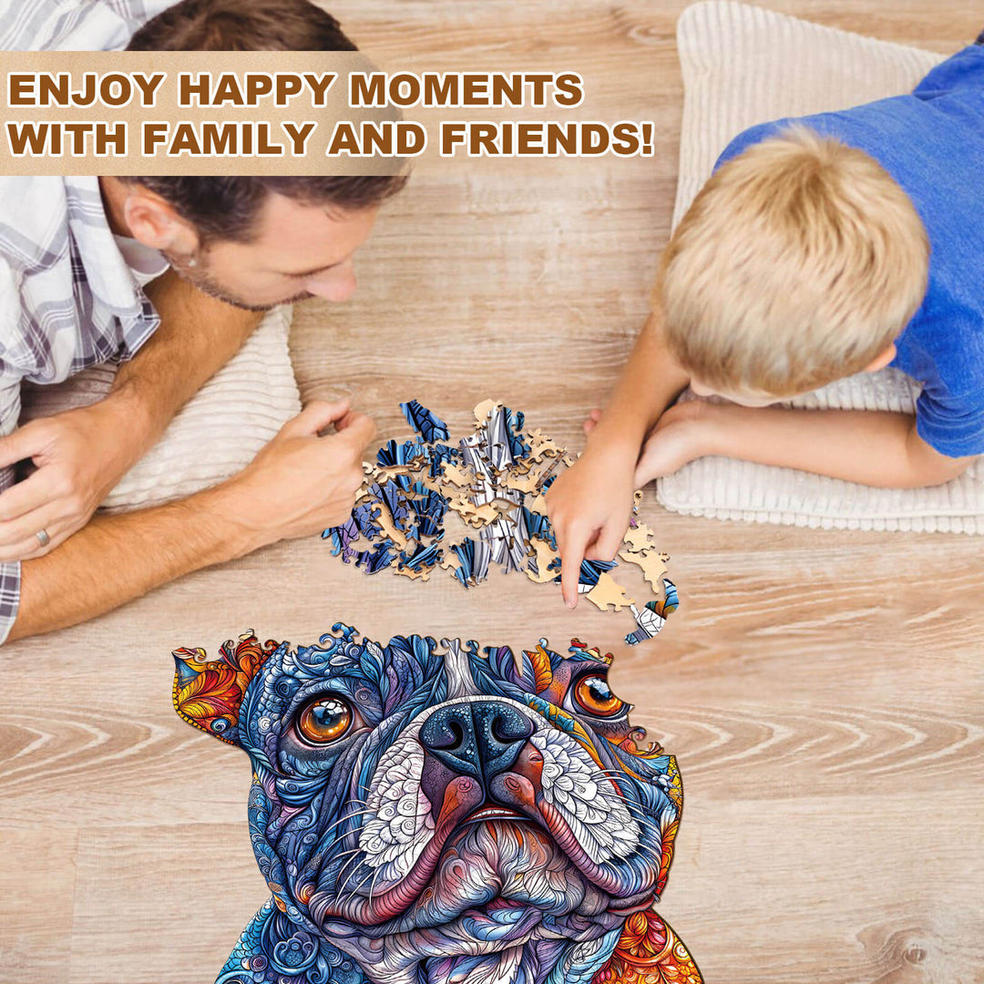 Vivid Bulldog Wooden Jigsaw Puzzle