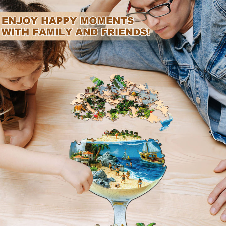 Blue Holiday Wooden Jigsaw Puzzle