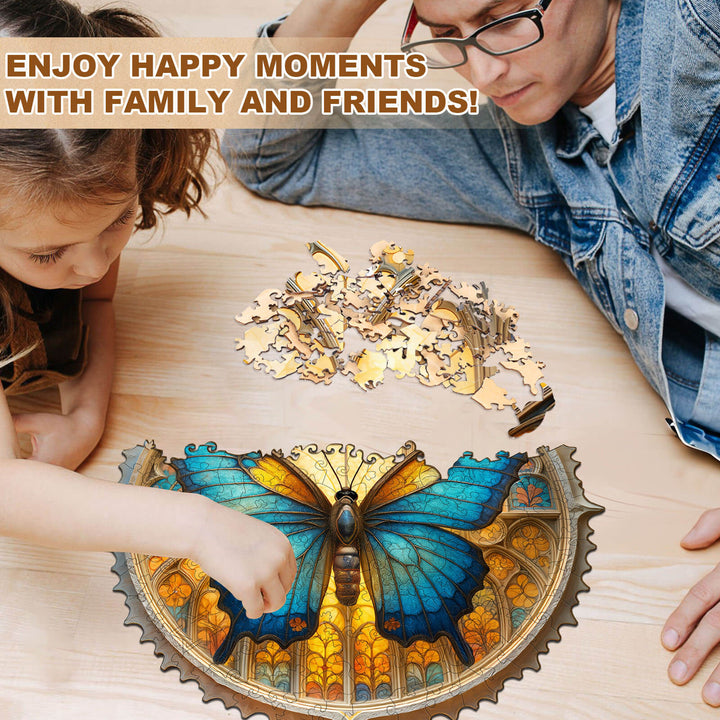 Colorful window butterfly Wooden Jigsaw Puzzle