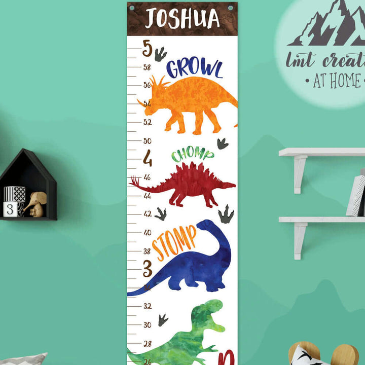 Règle de hauteur personnalisée en toile suspendue dinosaure