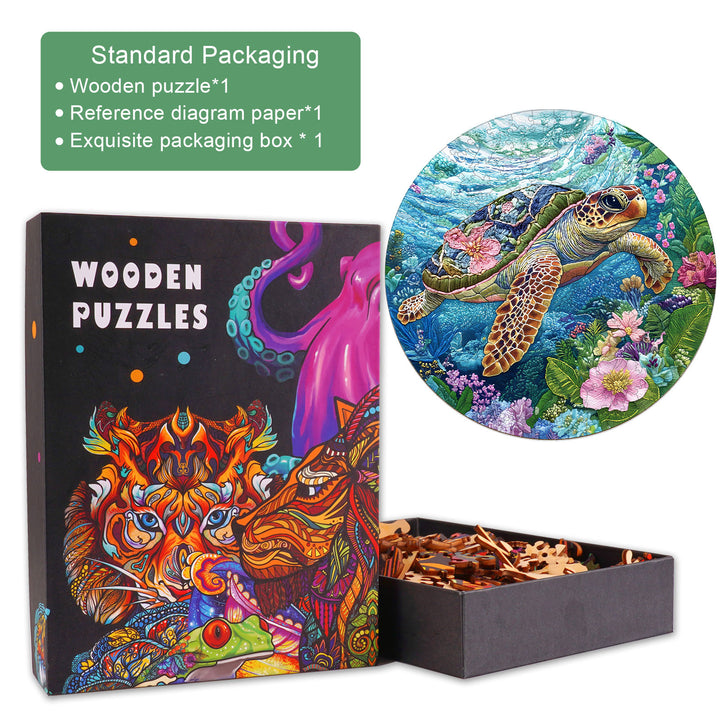 Embroidered Turtle Wooden Jigsaw Puzzle