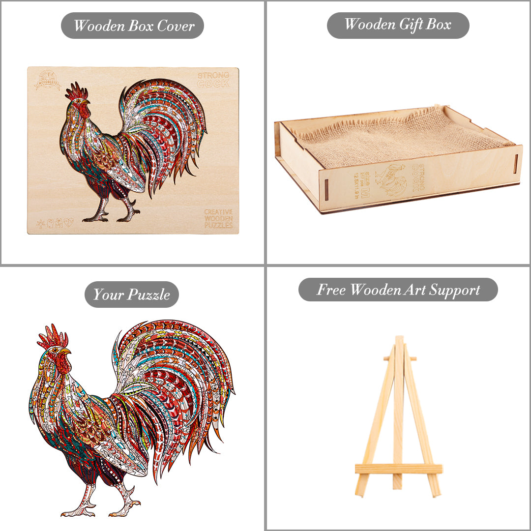 Strong Rooster Wooden Jigsaw Puzzle