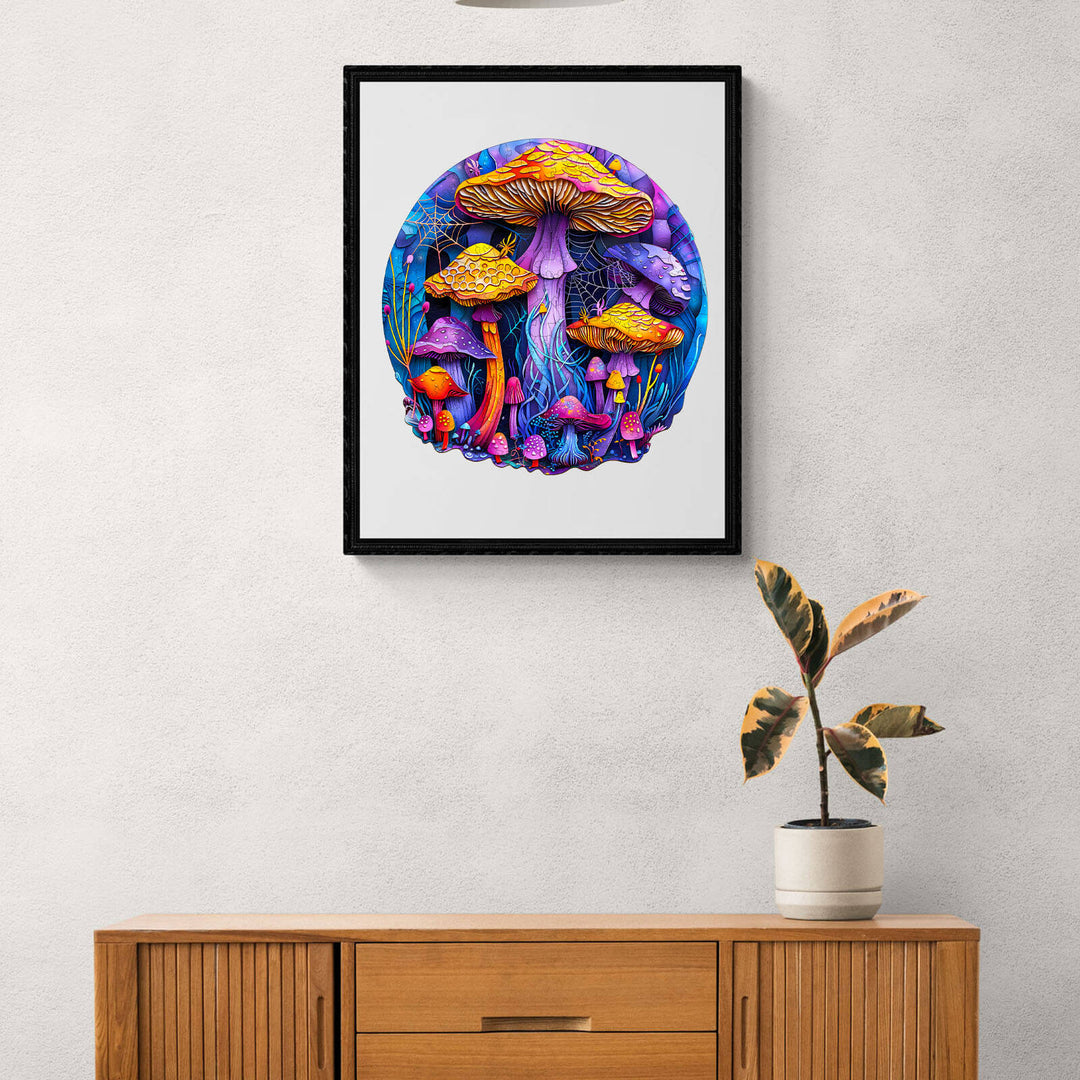 Paper Cut Mushroom Wooden Jigsaw Puzzle
