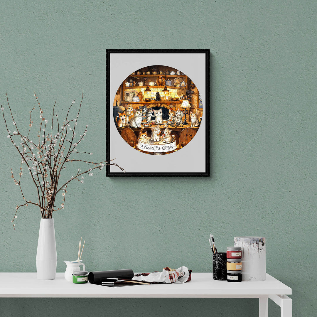 Cat party  Wooden Jigsaw Puzzle